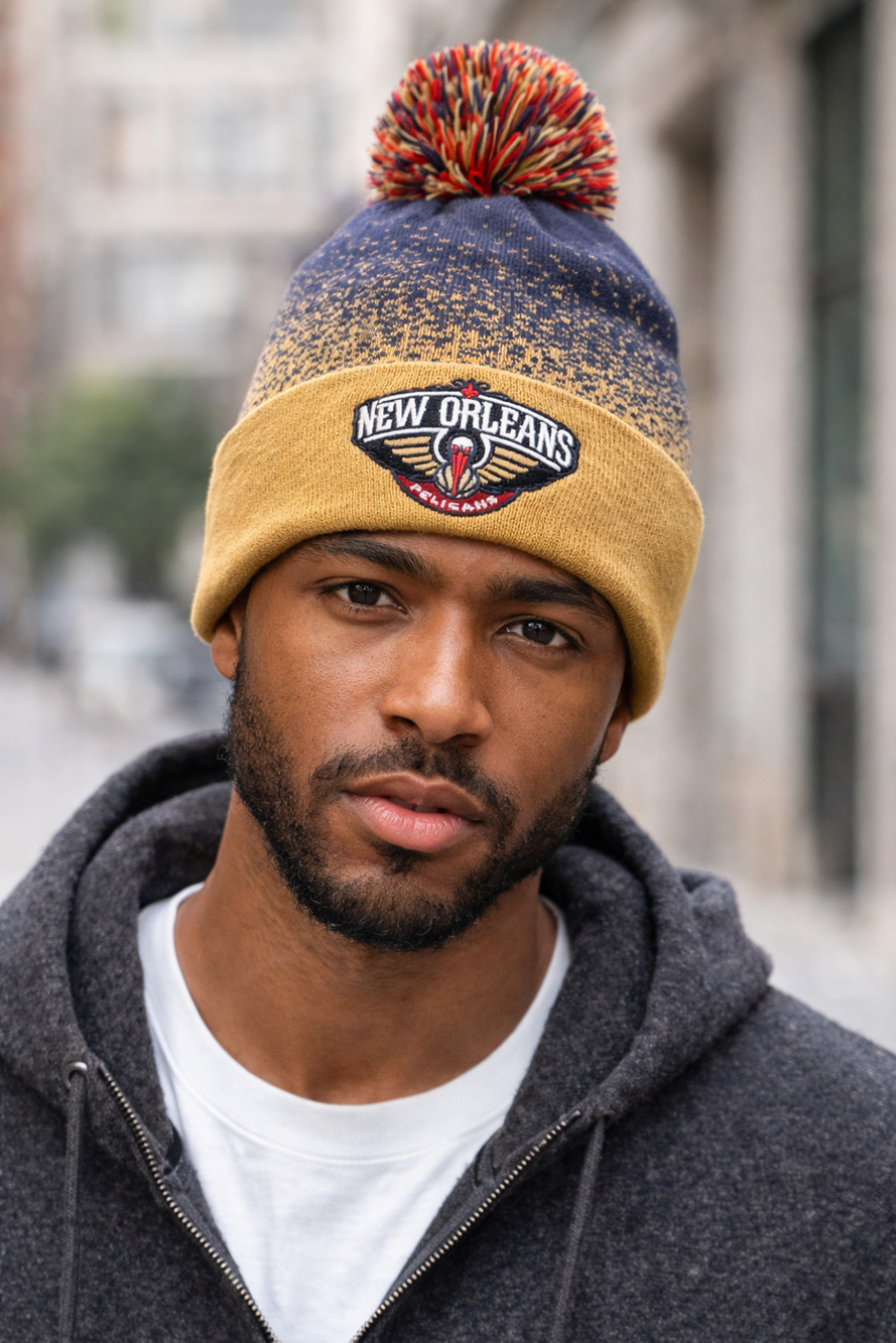 Mitchell and Ness New Orleans Pelicans NBA Knit Pom Beanie Hat Winter Fan Gear